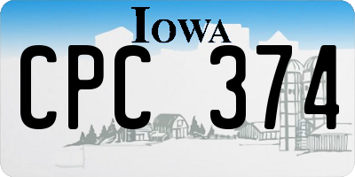 IA license plate CPC374