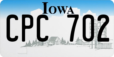 IA license plate CPC702