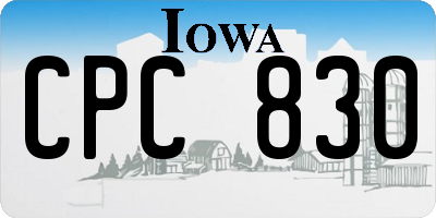 IA license plate CPC830