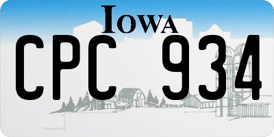 IA license plate CPC934