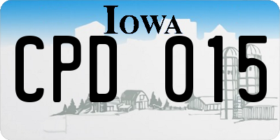 IA license plate CPD015