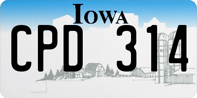 IA license plate CPD314