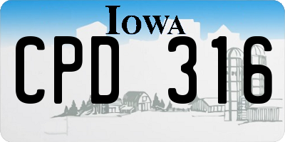 IA license plate CPD316