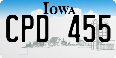 IA license plate CPD455