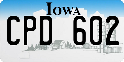 IA license plate CPD602