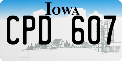 IA license plate CPD607