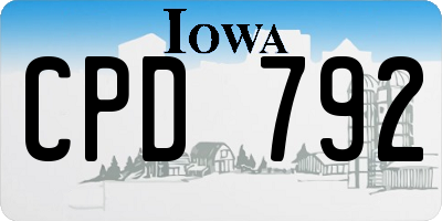 IA license plate CPD792