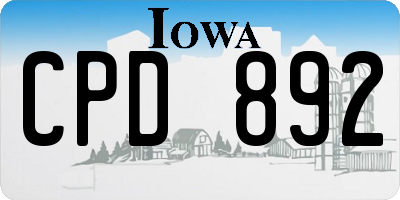 IA license plate CPD892