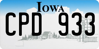 IA license plate CPD933