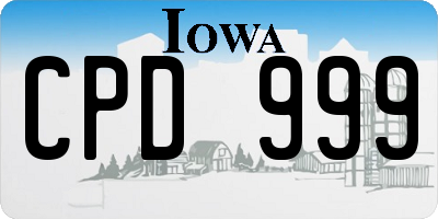 IA license plate CPD999