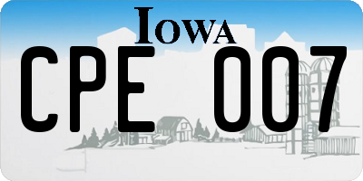 IA license plate CPE007