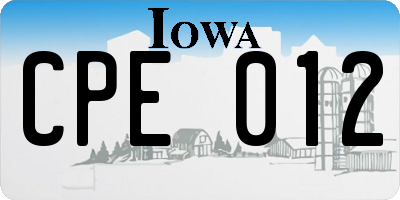 IA license plate CPE012