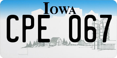 IA license plate CPE067
