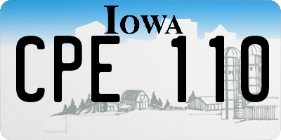 IA license plate CPE110