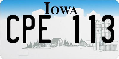 IA license plate CPE113
