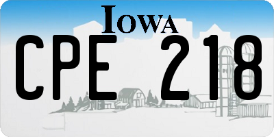 IA license plate CPE218