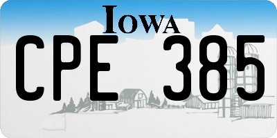 IA license plate CPE385