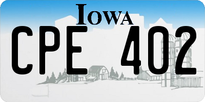 IA license plate CPE402