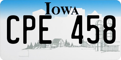 IA license plate CPE458