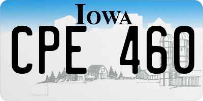 IA license plate CPE460