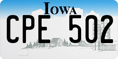 IA license plate CPE502