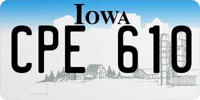 IA license plate CPE610