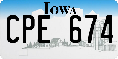 IA license plate CPE674