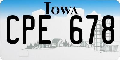 IA license plate CPE678