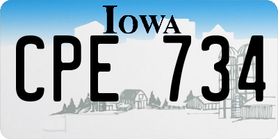 IA license plate CPE734