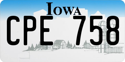 IA license plate CPE758