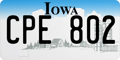 IA license plate CPE802
