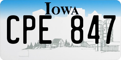 IA license plate CPE847