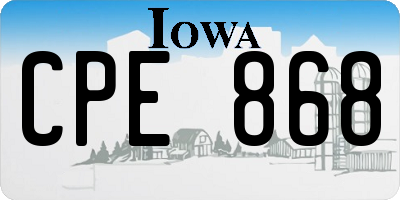 IA license plate CPE868