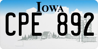 IA license plate CPE892