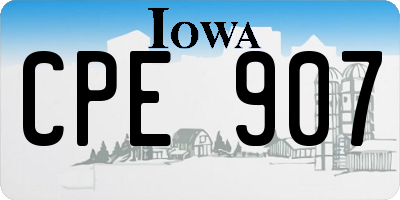 IA license plate CPE907