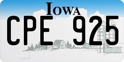 IA license plate CPE925