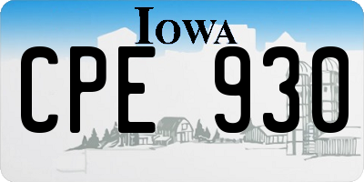 IA license plate CPE930