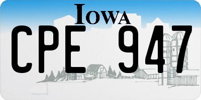 IA license plate CPE947