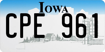 IA license plate CPE961