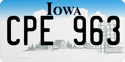 IA license plate CPE963