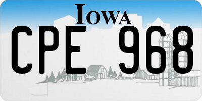 IA license plate CPE968
