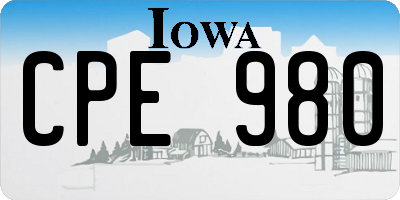 IA license plate CPE980