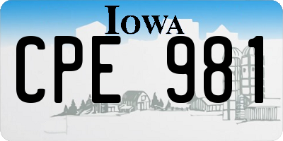 IA license plate CPE981