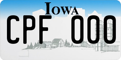 IA license plate CPF000