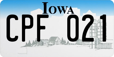 IA license plate CPF021