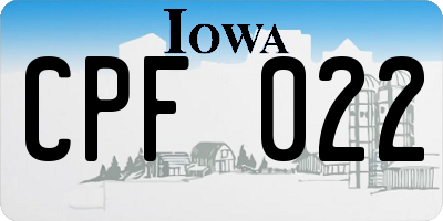 IA license plate CPF022