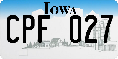 IA license plate CPF027
