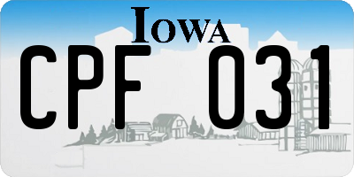 IA license plate CPF031