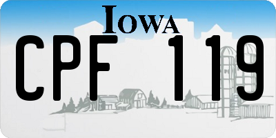 IA license plate CPF119