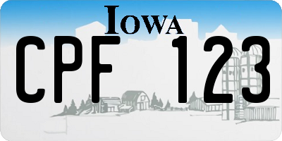 IA license plate CPF123